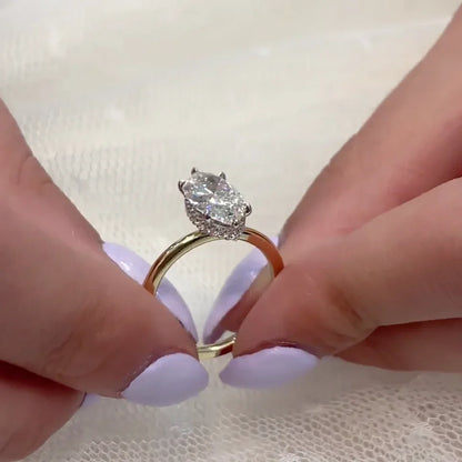 Marquise 2.20 TCW Lab Grown Diamond Engagement Ring | Hidden Halo Solitaire | IGI Certified 