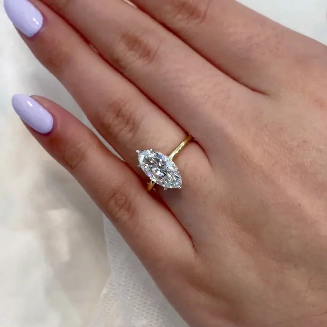 Marquise 2.20 TCW Lab Grown Diamond Engagement Ring | Hidden Halo Solitaire | IGI Certified 