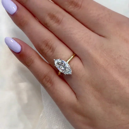 Marquise 2.20 TCW Lab Grown Diamond Engagement Ring | Hidden Halo Solitaire | IGI Certified 