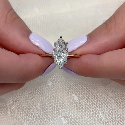 Marquise 2.20 TCW Lab Grown Diamond Engagement Ring | Hidden Halo Solitaire | IGI Certified 