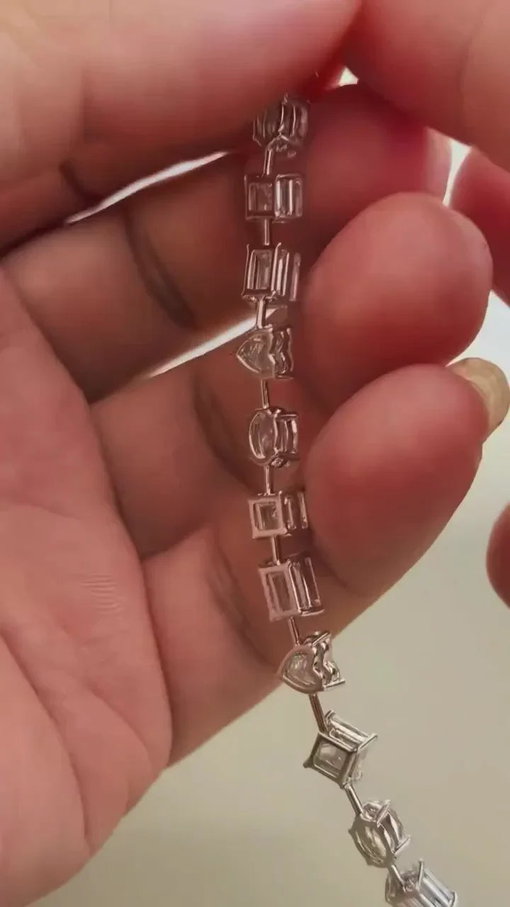 Multi Shape 10.50tcw Lab Grown Diamond Bracelet | Modern Unique Design | D-E-F Color | VVS–VS Clarity | IGI Certified | Ethical Bracelet 