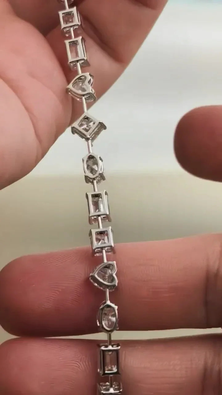 Multi Shape 10.50tcw Lab Grown Diamond Bracelet | Modern Unique Design | D-E-F Color | VVS–VS Clarity | IGI Certified | Ethical Bracelet 