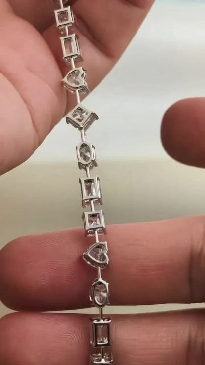 Multi Shape 10.50tcw Lab Grown Diamond Bracelet | Modern Unique Design | D-E-F Color | VVS–VS Clarity | IGI Certified | Ethical Bracelet 