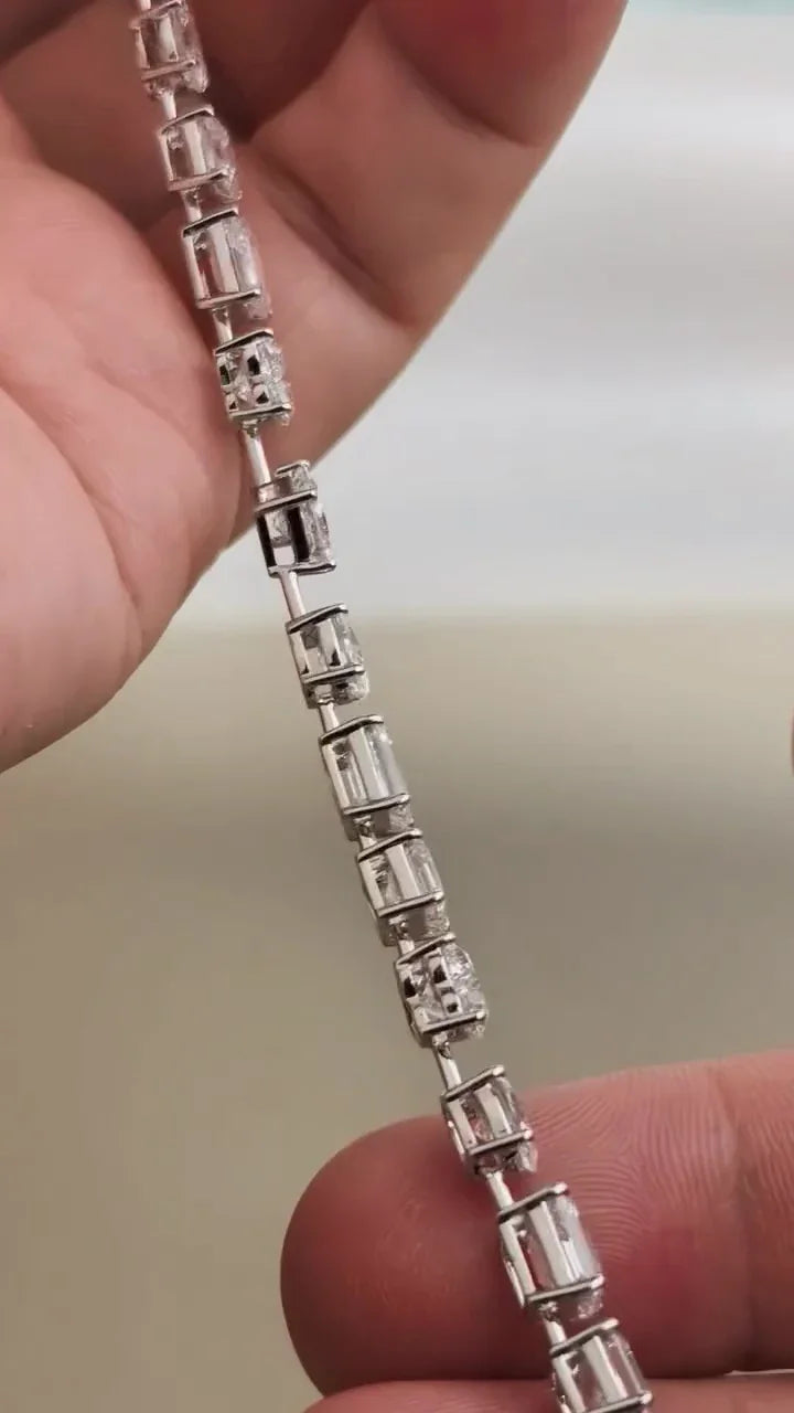 Multi Shape 10.50tcw Lab Grown Diamond Bracelet | Modern Unique Design | D-E-F Color | VVS–VS Clarity | IGI Certified | Ethical Bracelet 