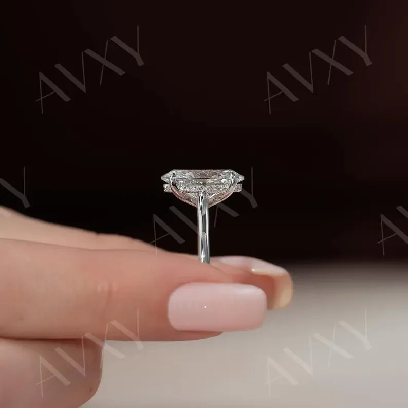 Oval 2.00CT Lab Grown Diamond Ring for Engagement with Double Hidden Halo Solitaire, Custom Made Birthday Gift for Her, Elegant Mom Gift Jewelry
