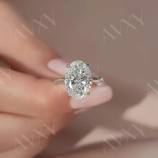 Luxury Oval 2.00CT Lab Grown Diamond Engagement Ring with Double Hidden Halo Solitaire Design, Custom Made Gift for Her Birthday Ring for Mom
