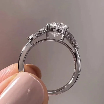 Oval 4.00 TCW Lab Grown Diamond Engagement Ring | 3 CT Center Stone | Six Side Stones | IGI Certified | Wedding Ring | Bridal Jewelry Gift
