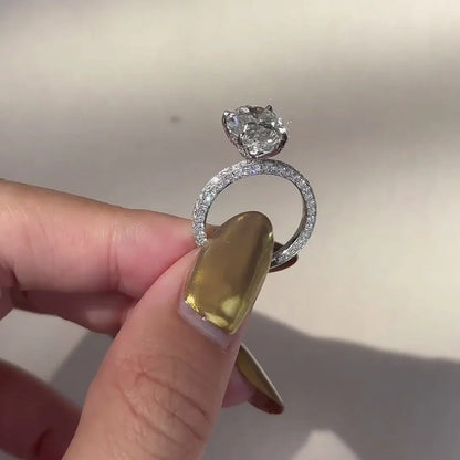 Oval 4.00 TCW Lab Grown Diamond Engagement Ring | 3.00 CT Center Stone | Hidden Halo | IGI Certified 