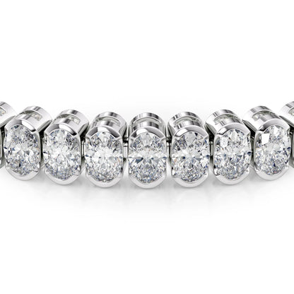 Oval Lab Grown Diamond Bezel Tennis Bracelet, EF Color, VS Clarity, IGI Certificate 