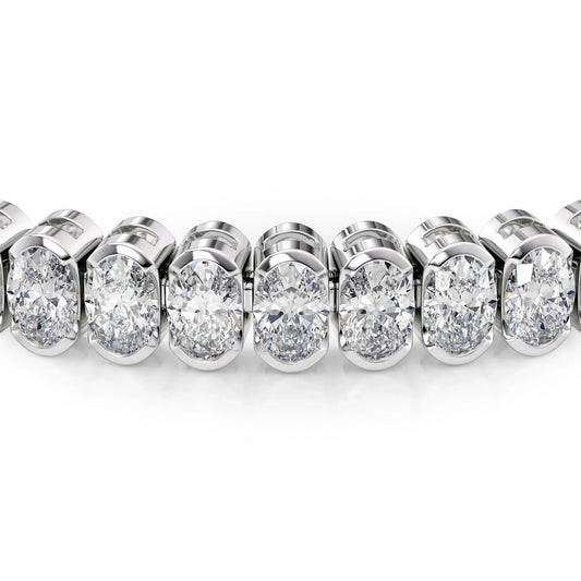 Oval Lab Grown Diamond Bezel Tennis Bracelet, EF Color, VS Clarity, IGI Certificate 