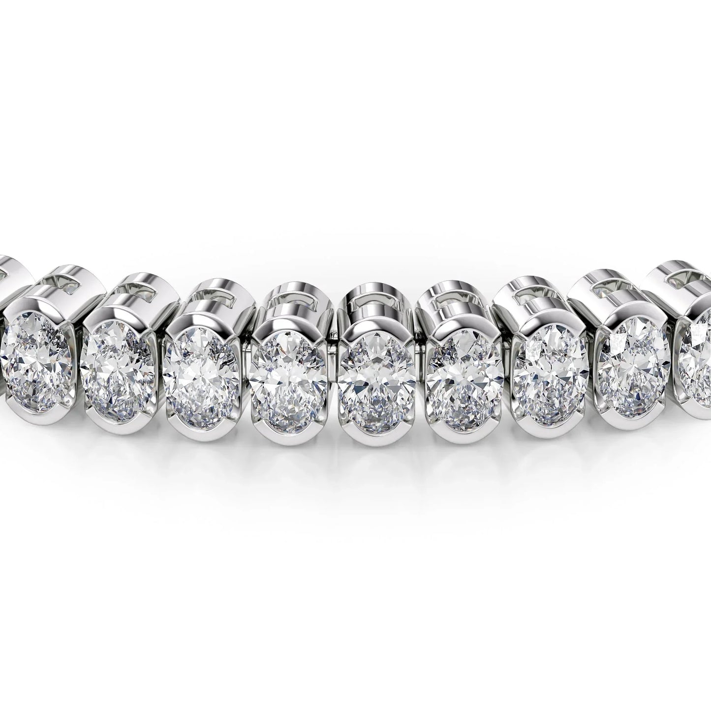 Oval Lab Grown Diamond Bezel Tennis Bracelet, EF Color, VS Clarity, IGI Certificate 