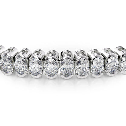 Oval Lab Grown Diamond Bezel Tennis Bracelet, EF Color, VS Clarity, IGI Certificate 