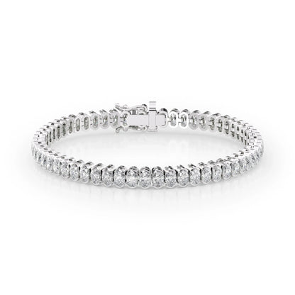 Oval Lab Grown Diamond Bezel Tennis Bracelet, EF Color, VS Clarity, IGI Certificate 