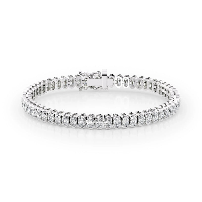 Oval Lab Grown Diamond Bezel Tennis Bracelet, EF Color, VS Clarity, IGI Certificate
