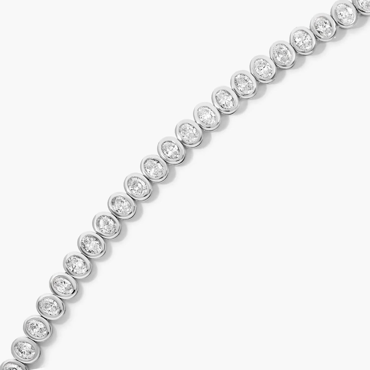 Oval Lab Grown diamond Bezel Tennis Bracelet, EF Color, VS Clarity, IGI Certified 4.56tcw 