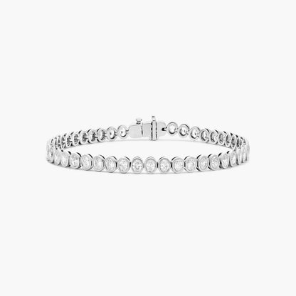 Oval Lab Grown diamond Bezel Tennis Bracelet, EF Color, VS Clarity, IGI Certified 4.56tcw 