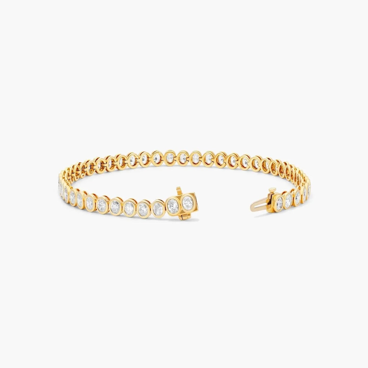 Oval Lab Grown diamond Bezel Tennis Bracelet, EF Color, VS Clarity, IGI Certified 4.56tcw 