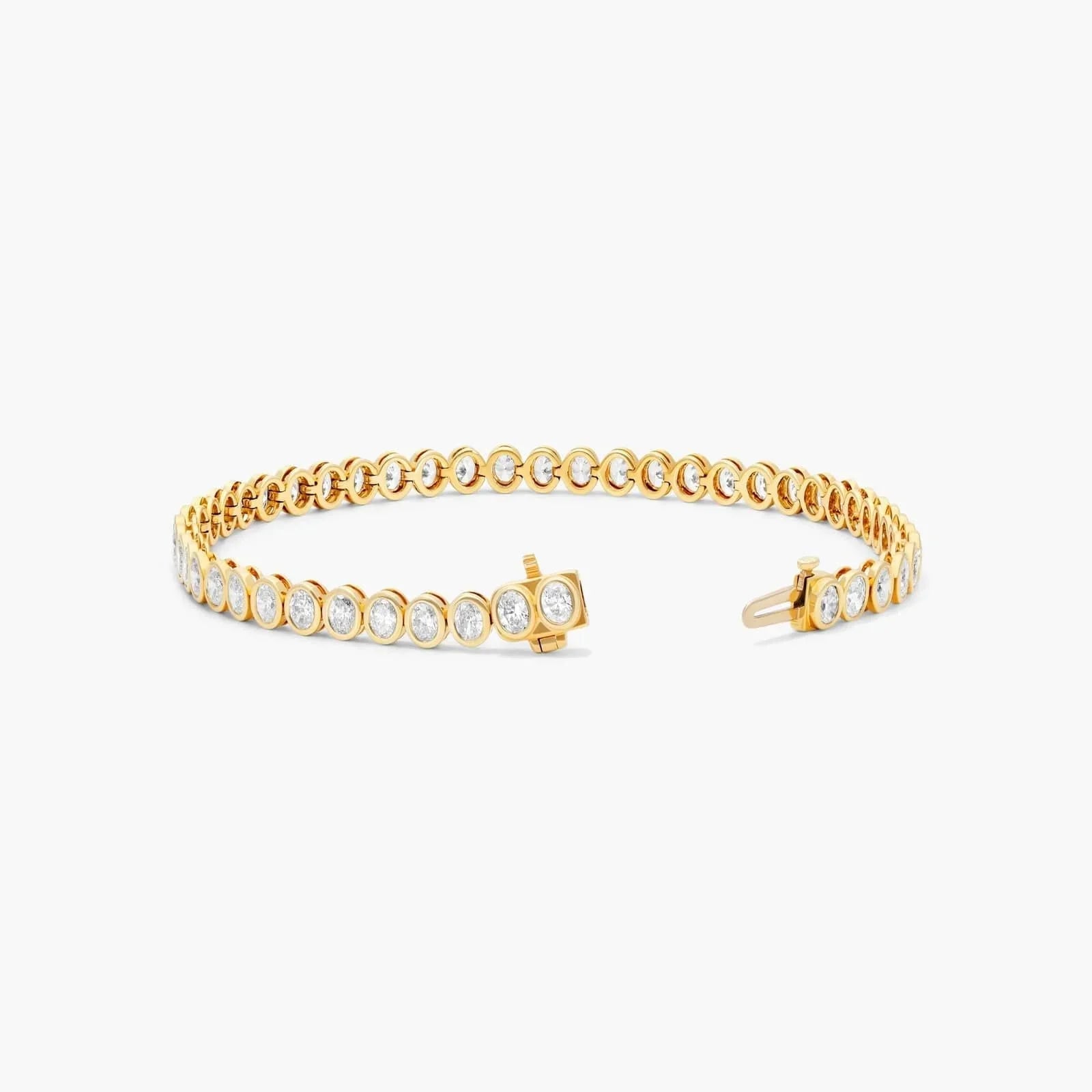 Oval Lab Grown diamond Bezel Tennis Bracelet, EF Color, VS Clarity, IGI Certified 4.56tcw 
