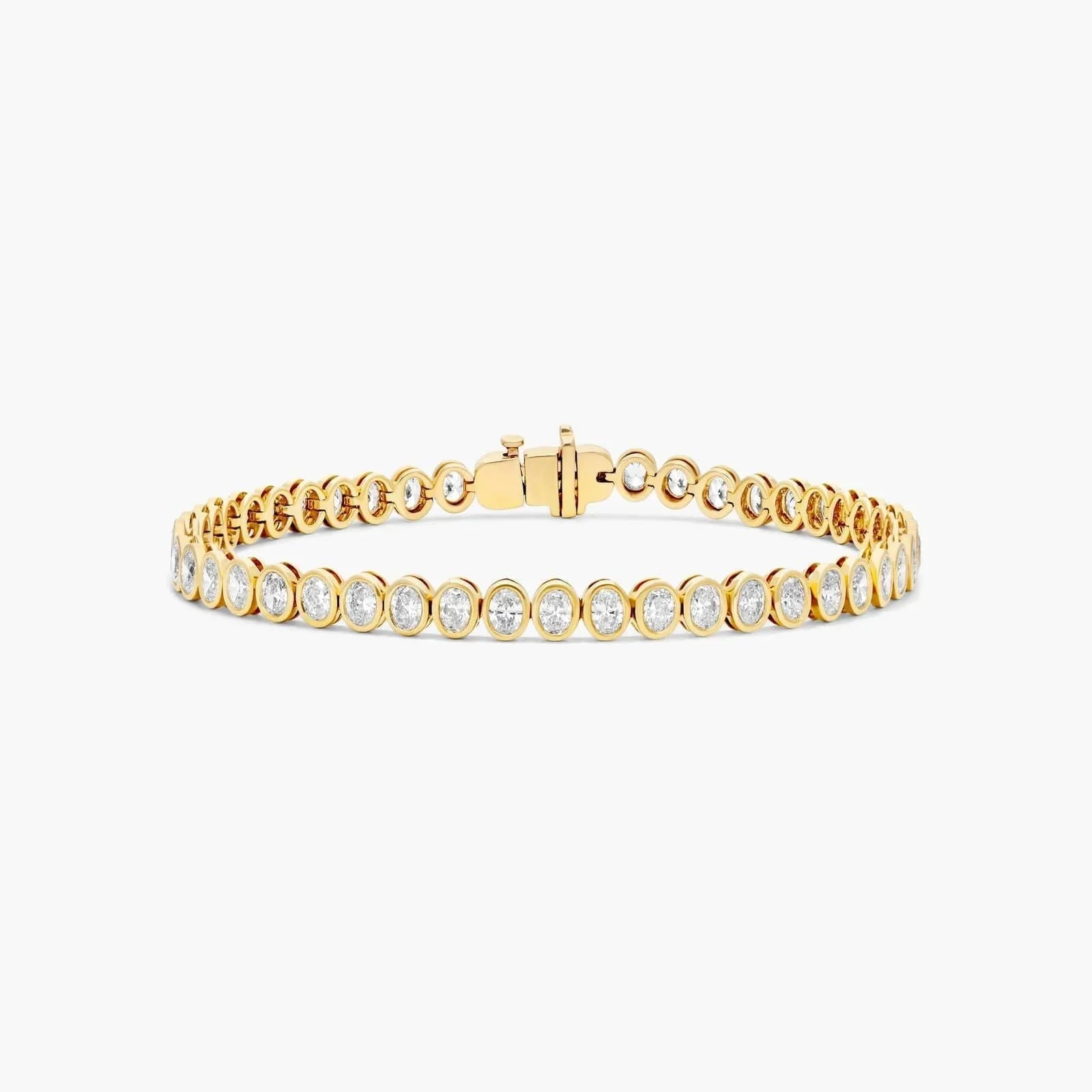Oval Lab Grown diamond Bezel Tennis Bracelet, EF Color, VS Clarity, IGI Certified 4.56tcw 