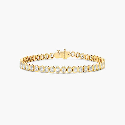Oval Lab Grown diamond Bezel Tennis Bracelet, EF Color, VS Clarity, IGI Certified 4.56tcw 
