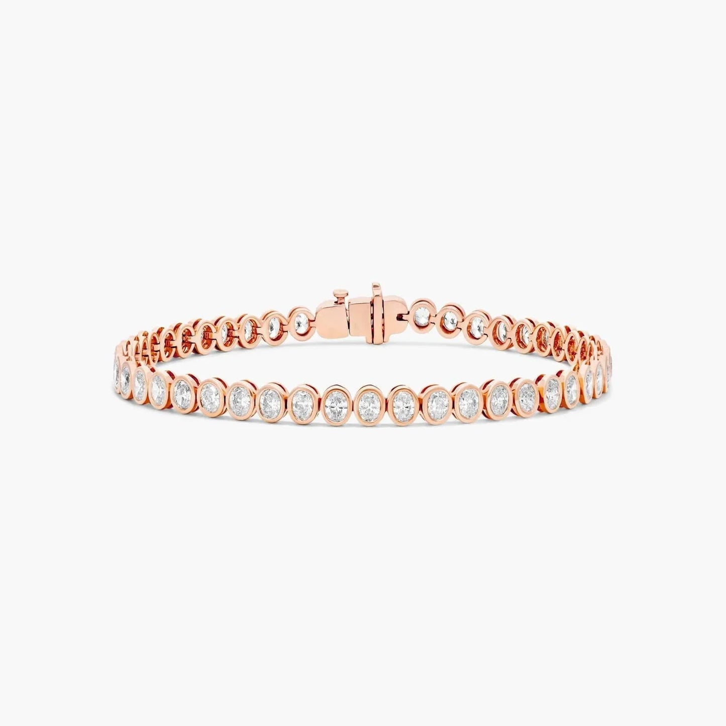 Oval Lab Grown diamond Bezel Tennis Bracelet, EF Color, VS Clarity, IGI Certified 4.56tcw 