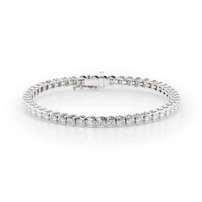 Oval Lab Grown Diamond East West Half Bezel Tennis Bracelet, EF Color, VS Clarity, IGI Certified 