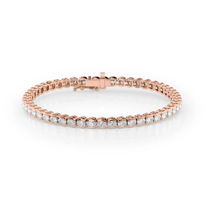 Oval Lab Grown Diamond East West Half Bezel Tennis Bracelet, EF Color, VS Clarity, IGI Certified 