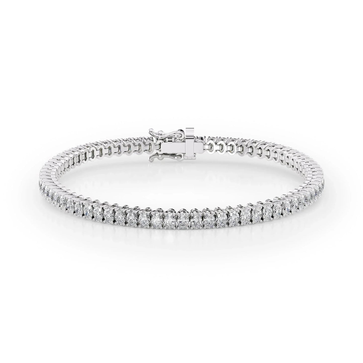 Oval Lab Grown Diamond Tennis Bracelet, EF Color, VS Clarity, IGI Certificate 6.5tcw 