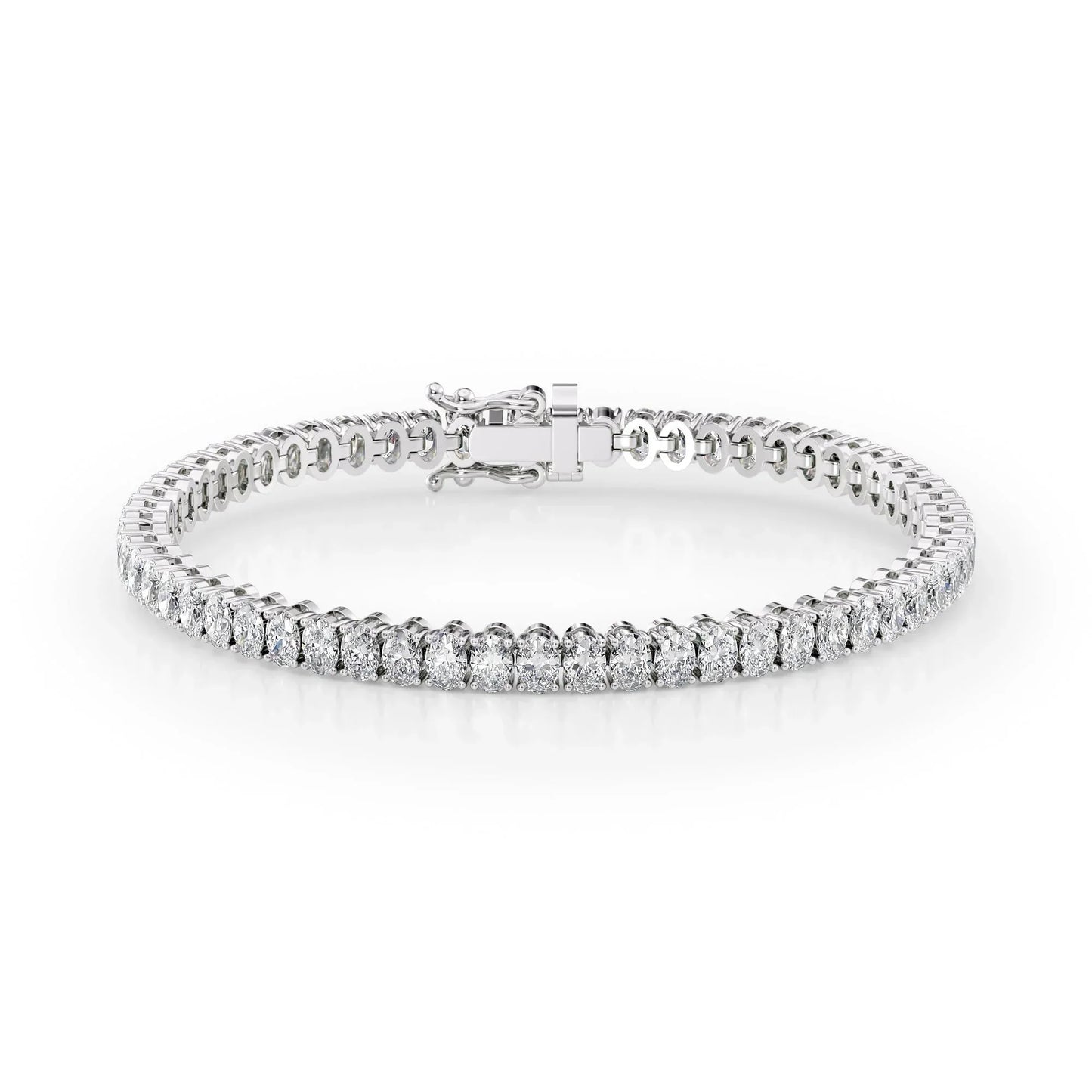 Oval Lab Grown Diamond Tennis Bracelet, EF Color, VS Clarity, IGI Certificate 6.5tcw 