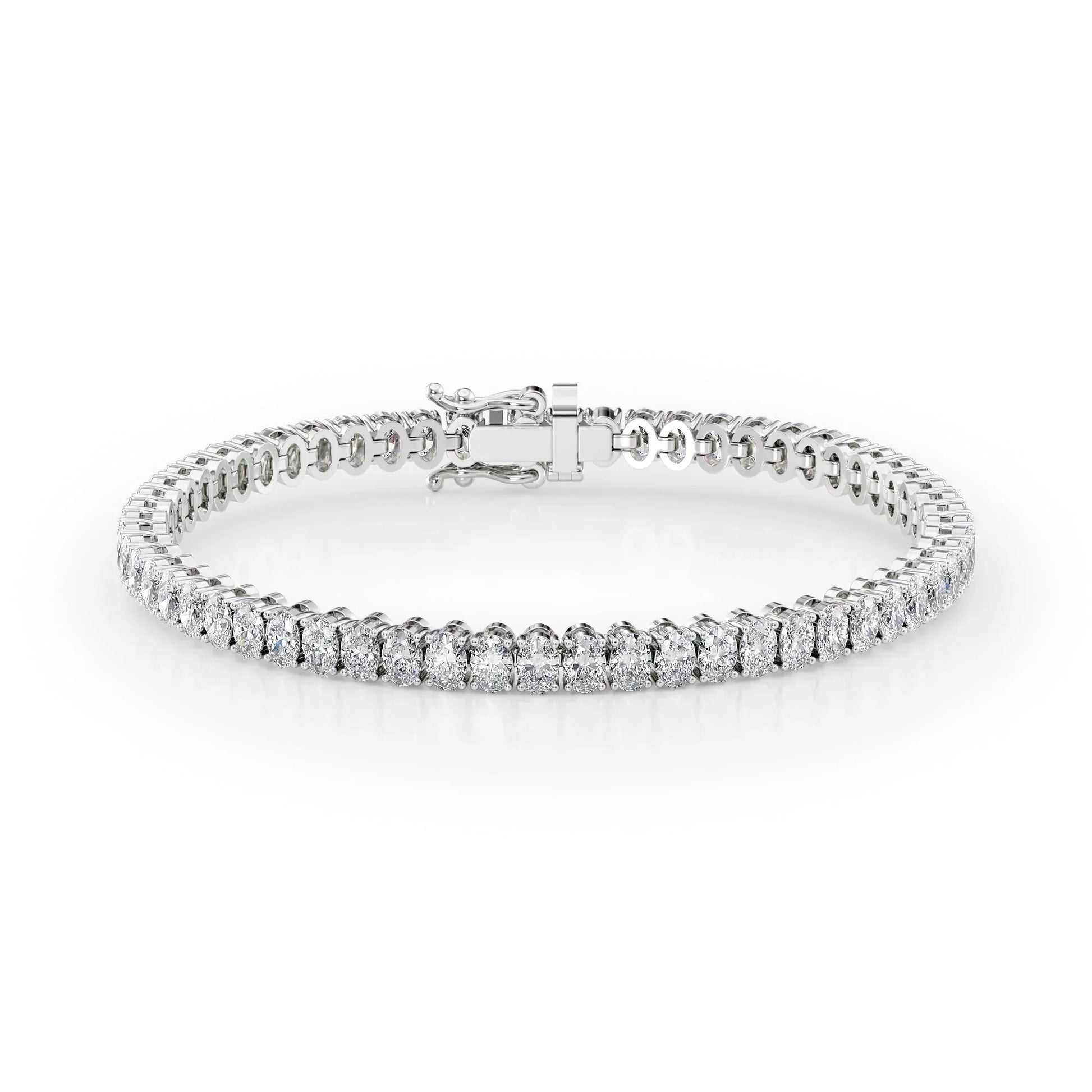 Oval Lab Grown Diamond Tennis Bracelet, EF Color, VS Clarity, IGI Certificate 6.5tcw 