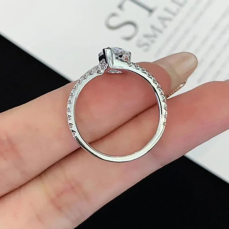 Pear 2.00CT Lab Grown Diamond Ring for Engagement with Bypass Basket Design, Wedding Ring, Bridal Promise Ring, Elegant Gift for Her Jewelry

