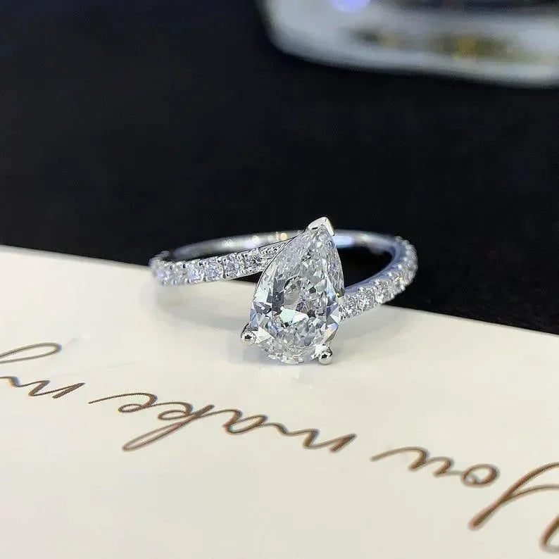 Pear 2.00ct Lab Diamond Bypass Basket Engagement Ring 