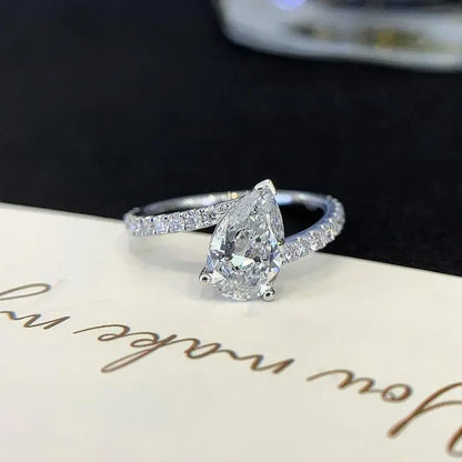 Pear 2.00ct Lab Diamond Bypass Basket Engagement Ring 
