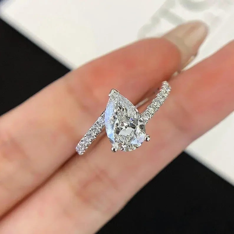 Pear 2.00ct Lab Diamond Bypass Basket Engagement Ring 