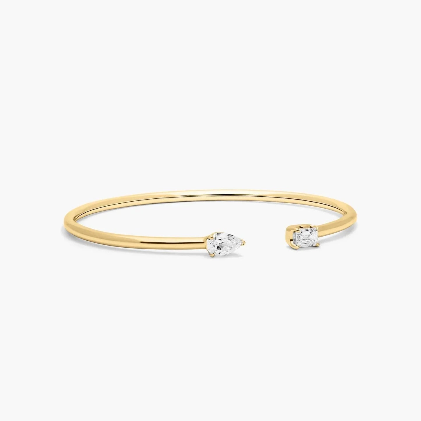 Pear And Emerald Lab Grown Diamond Cuff Bracelet, EF Color , VS Clarity, IGI Certificate 