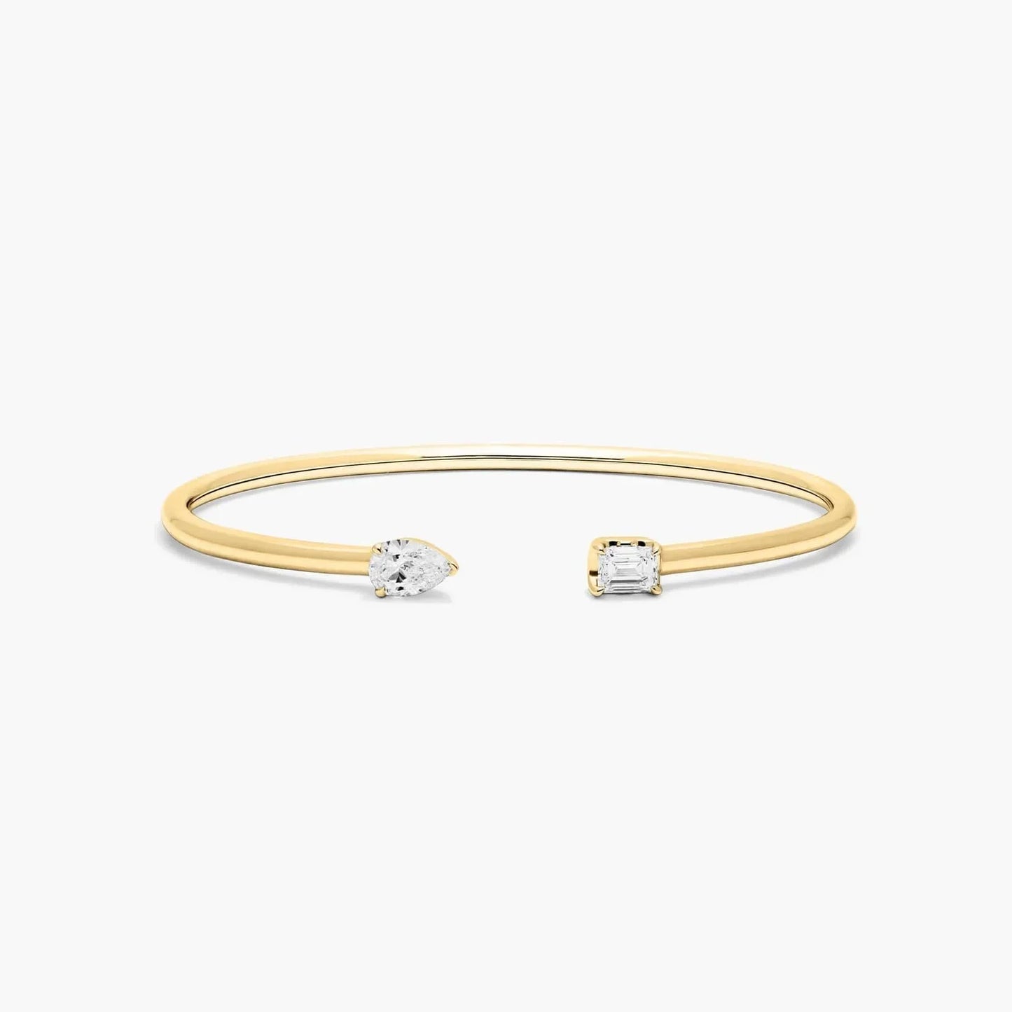Pear And Emerald Lab Grown Diamond Cuff Bracelet, EF Color , VS Clarity, IGI Certificate 