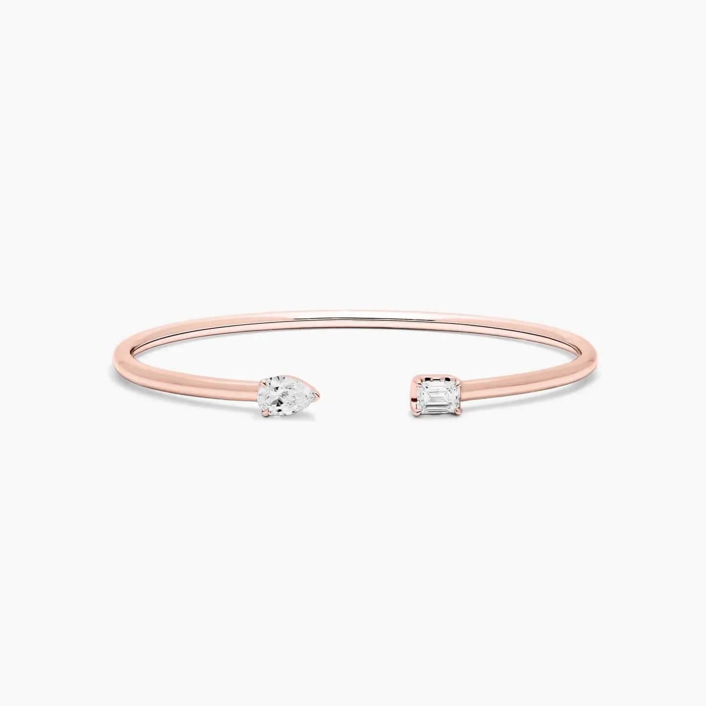 Pear And Emerald Lab Grown Diamond Cuff Bracelet, EF Color , VS Clarity, IGI Certificate 