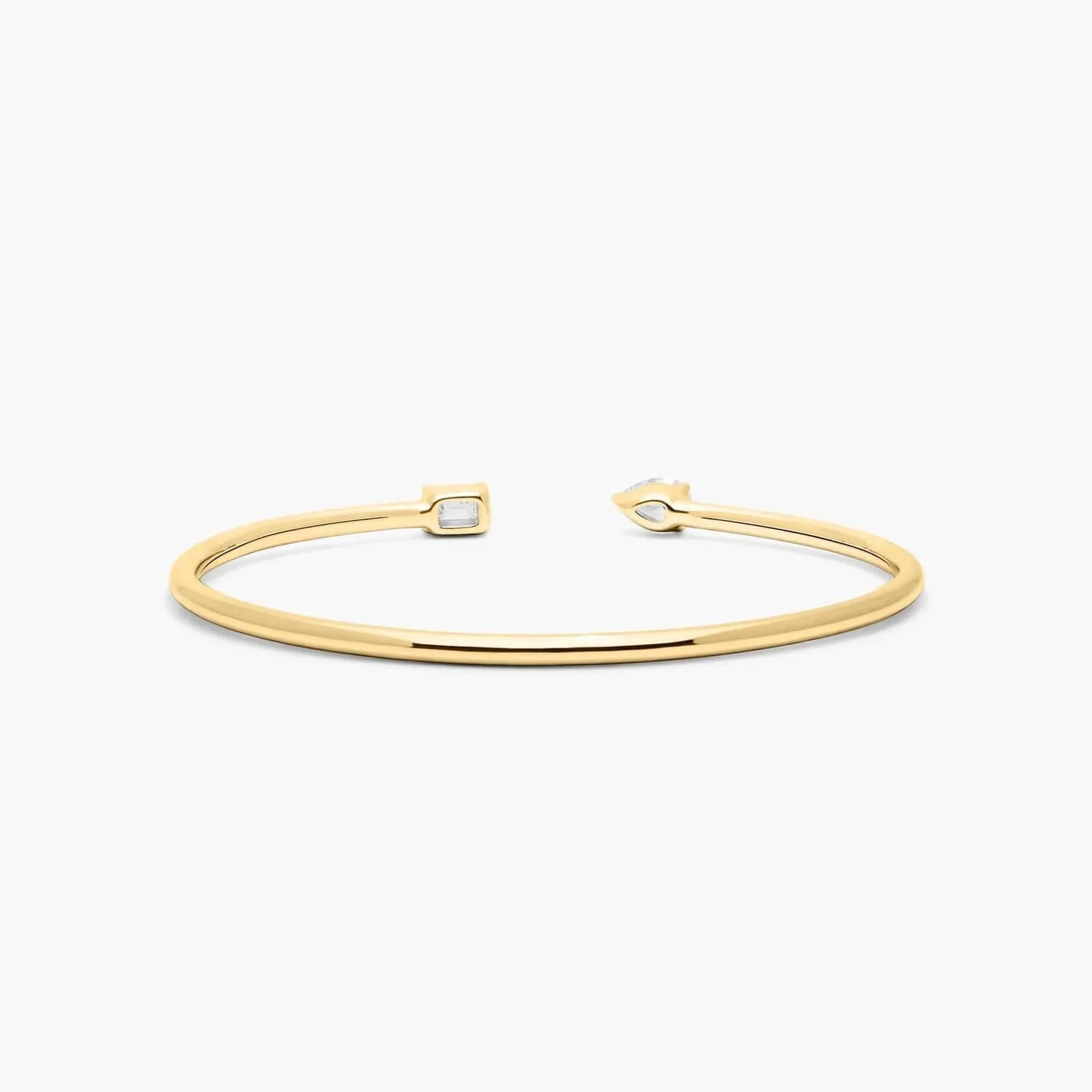 Pear And Emerald Lab Grown Diamond Cuff Bracelet, EF Color , VS Clarity, IGI Certificate 