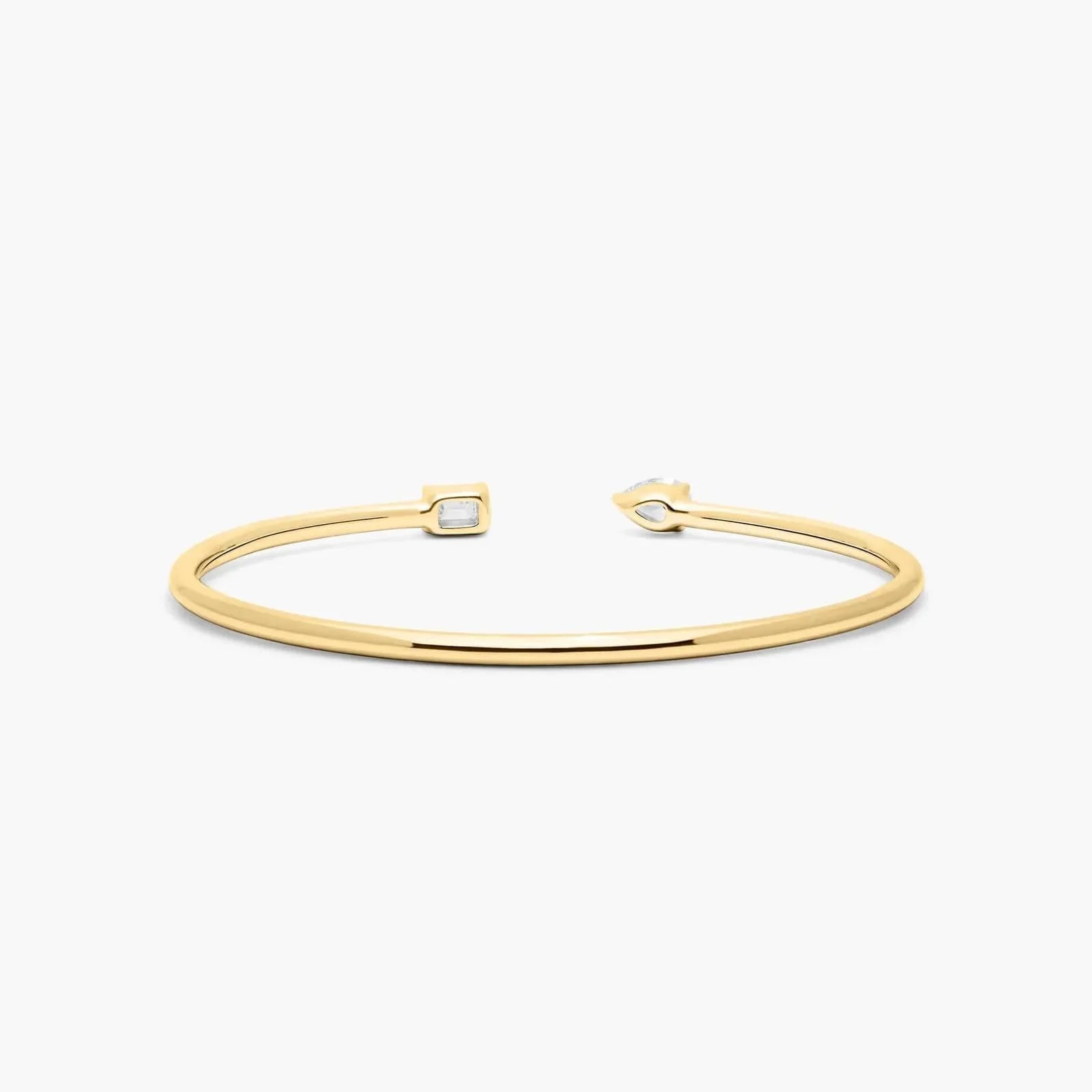 Pear And Emerald Lab Grown Diamond Cuff Bracelet, EF Color , VS Clarity, IGI Certificate 