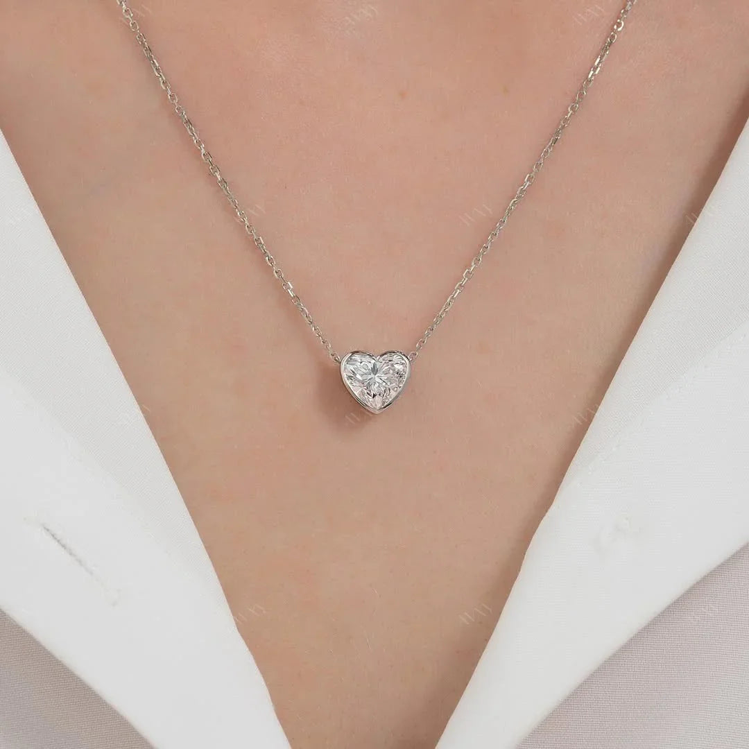 pendant set with a 2.5 carat Heart cut diamond in white gold 