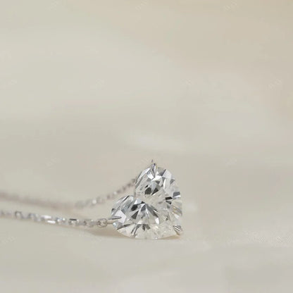 pendant set with a 3 carat Heart cut diamond in white gold 