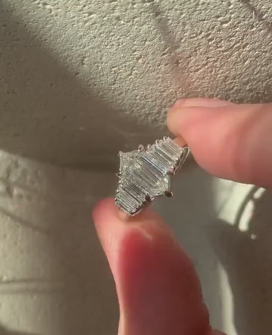 1.80ct Elongated Hexagon Diamond Lab Grown Diamond Ring Luxurious Engagement Ring and Wedding ring Anniversary Gift Lab Diamond Ring for Her (Copy)