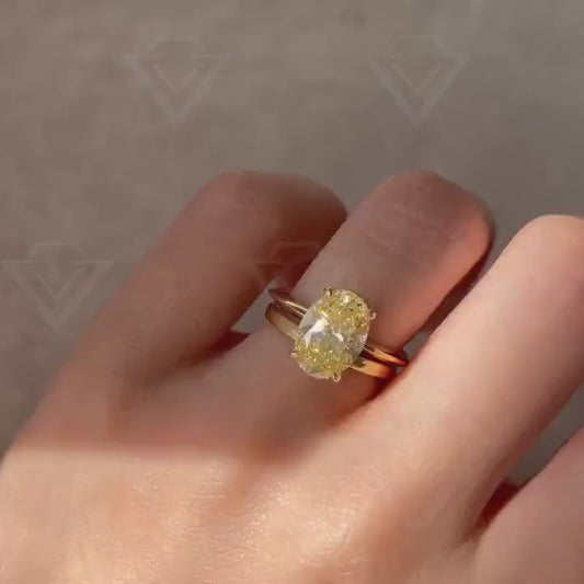 3ct Oval Cut Solitaire Lab grown Diamond Ring Fancy Color Classic Minimalist Engagement Ring, Wedding Ring, Marriage Gift for Her/Women