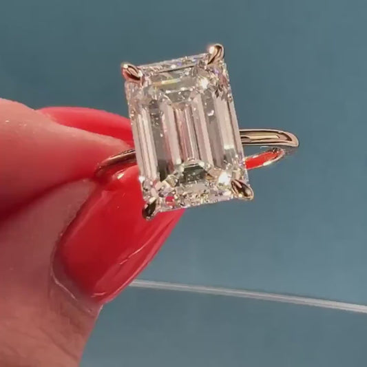 4.00 CT Emerald Cut Lab Grown Diamond Engagement Ring | Solitaire Design | IGI Certified
