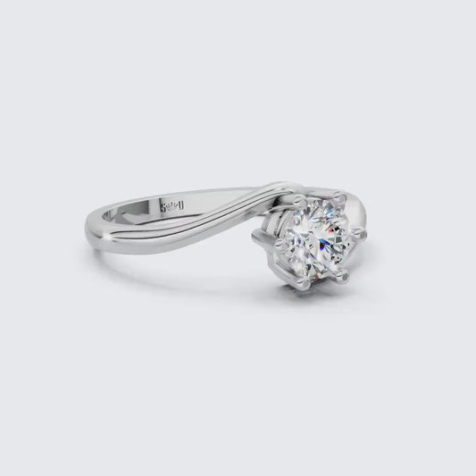0.70 CT Round Lab Grown Diamond Engagement Ring | Modern Bypass Shank | IGI Certified