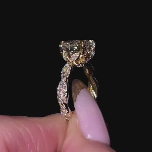 4.00 CT Round Lab Grown Diamond Engagement Ring | Twist Band | IGI Certified