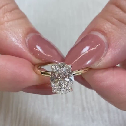 Oval Lab Grown Diamond Engagement Ring | Two-Tone Solitaire Setting | IGI Certified