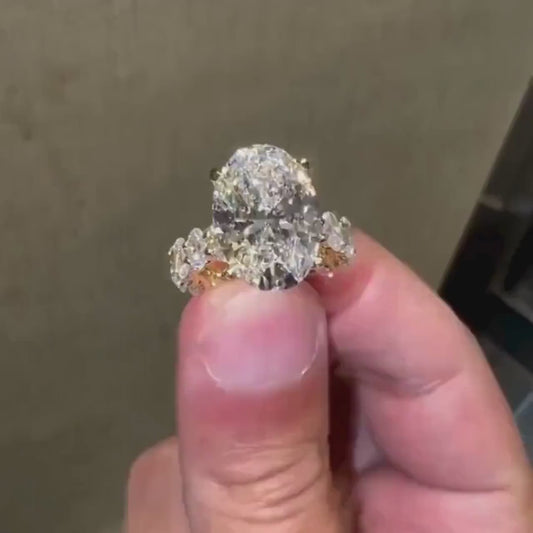 4.50ct Oval Cut Lab Grown Diamond With Pave Band Ring Classic Engagement ring, Anniversary Gift and promise ring for Her