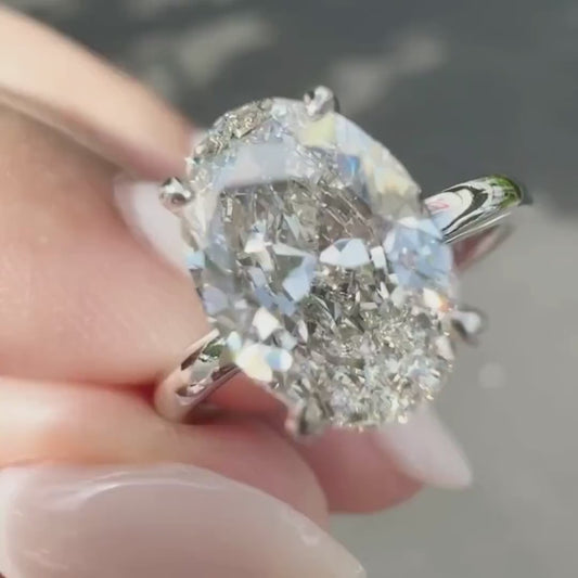 2.20TCW Oval Lab Grown Diamond Engagement Ring | Hidden Halo Setting | IGI Certified