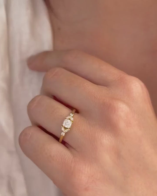 0.70ct Round Lab-Grown Diamond Engagement Ring | Marquise Frame Side Setting | IGI Certified
